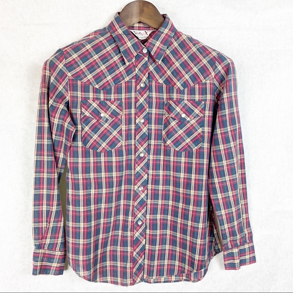 Licorice VTG Plaid Snap Down Western Shirt M